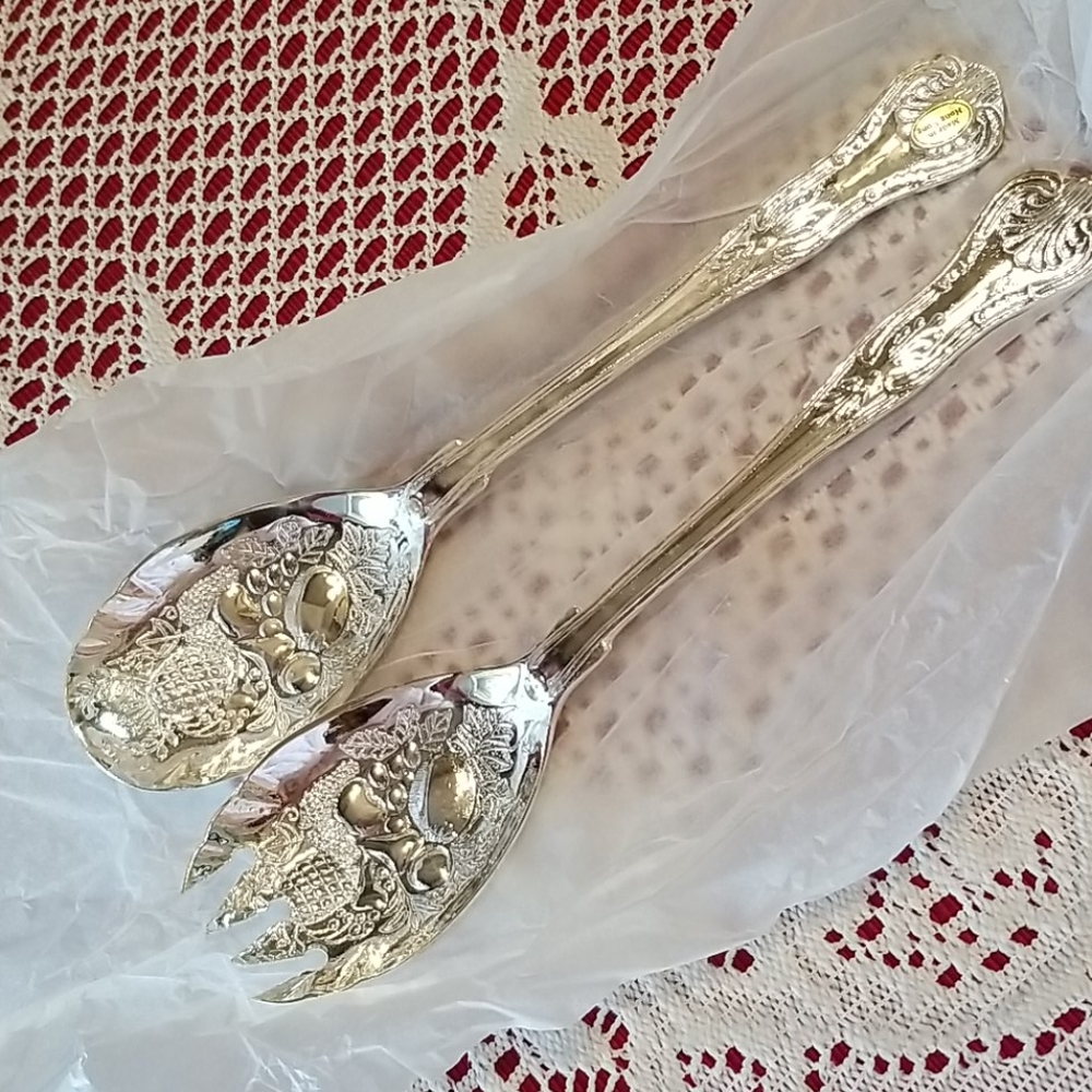 Silver Plated Salad Spoon & Fork Set